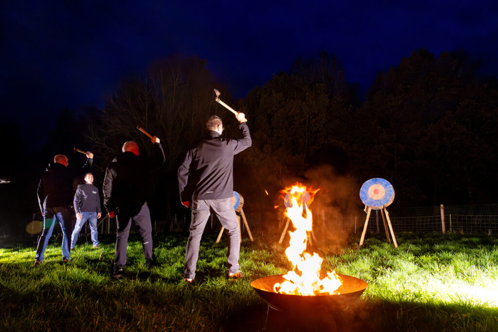 Winter team building Axe Throwing